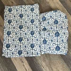 Ralph Lauren Risette Twin Flat Fitter White Blue Cotton Bundle Sheets